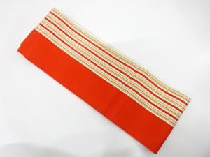 本場筑前博多　縞模様織り出し　単半幅帯